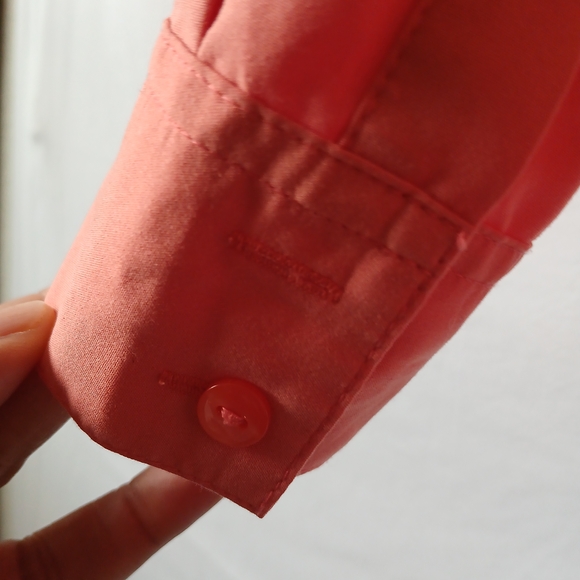 Chico's Orange  Button Up Shirt V Neck Stretch Sz 3  Casual Cottage Travel Work - Picture 5 of 8